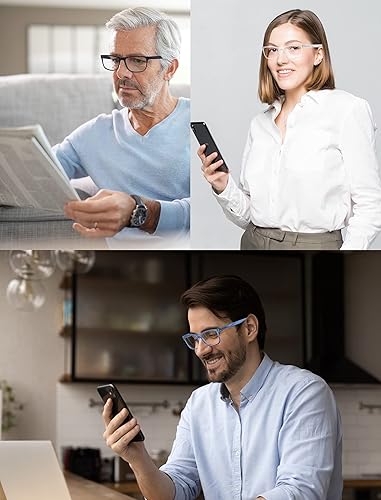 Miniatura 7 de MODFANS Oversize Reading Glasses for Men Women,Large Readers Men Square Frame Lightweight Spring Hinge Arm Mixed Color