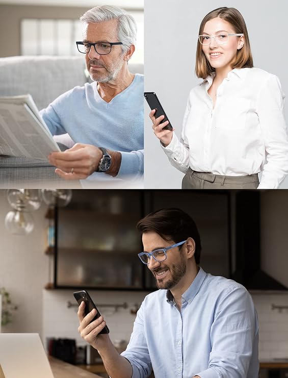 MODFANS Reading Glasses for Men Women,Readers Glasses Lightweight with Comfort Spring Hinge,Large Square Eyeglasses with Glasses Pouch,Mixed Color