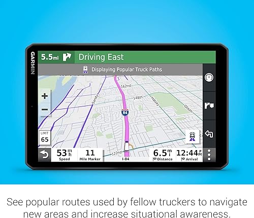 Miniatura 5 de Garmin dezl OTR800 navegador GPS de 8 pulgadas pantalla táctil fácil de leer enrutamiento personalizado de camiones y guía de carga a muelle