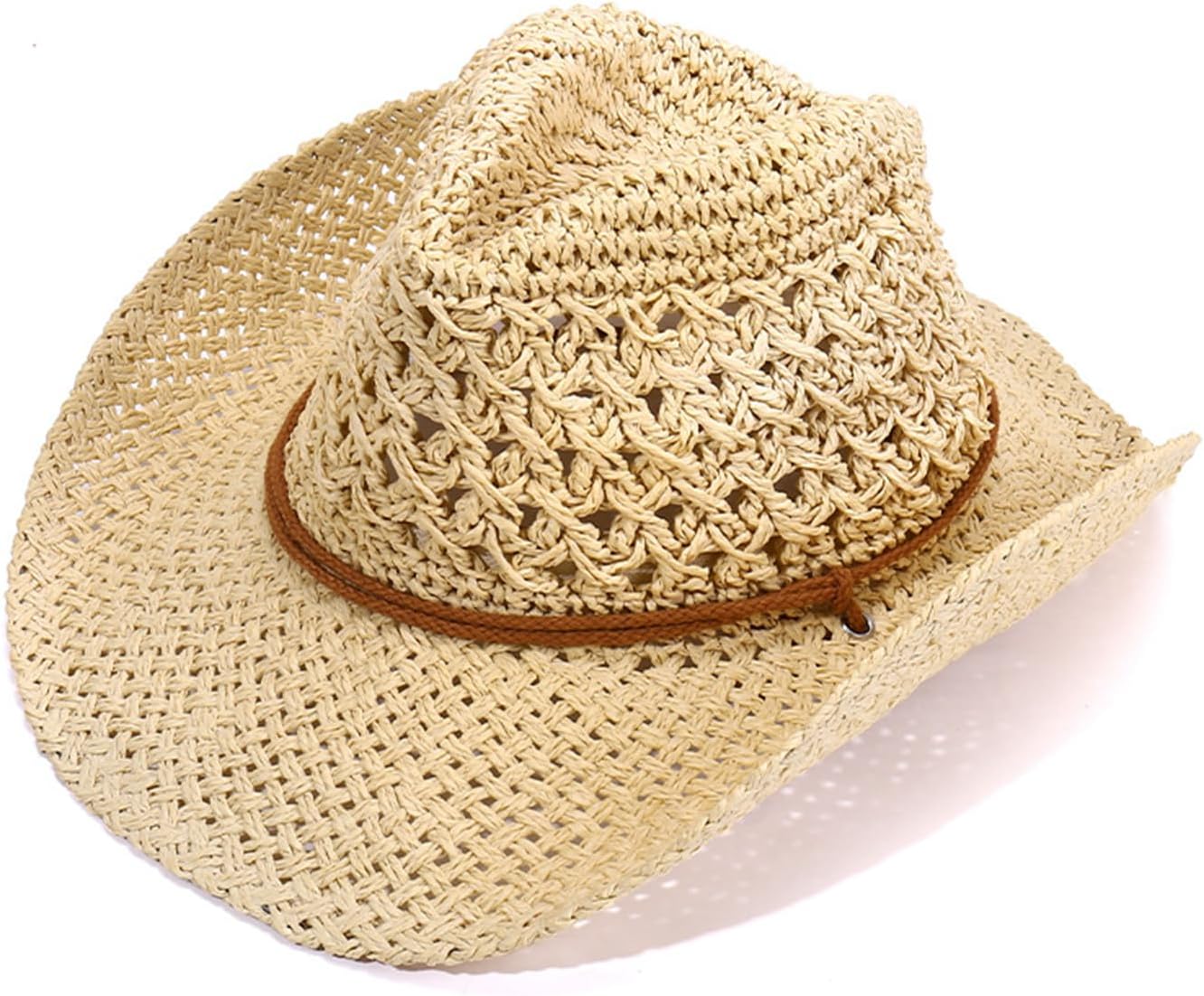 Western Straw Cowboy Hats Wide Brim Cowgirl Hat Sun Hat Holiday Party Foldable Vacation Beach Sun Hat for Women/Men