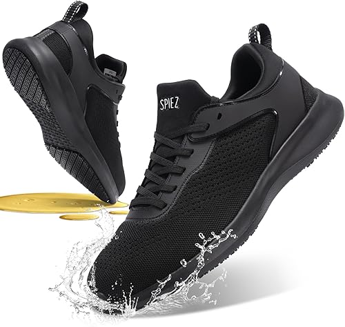 SPIEZ SRC - Zapatos de trabajo antideslizantes para hombre, antideslizantes, impermeables, para servicio de alimentos, transpirables, ligeros, a la