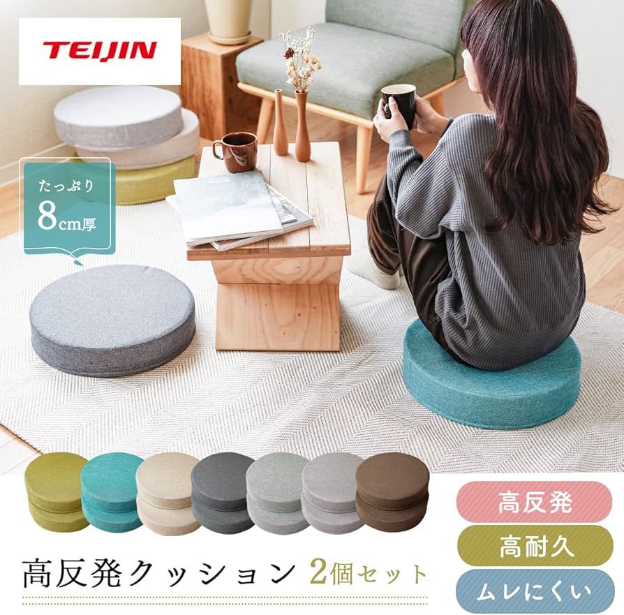 Amazon.co.jp: テイジン 高反発クッション 2枚セット 40cm×40cm 厚み