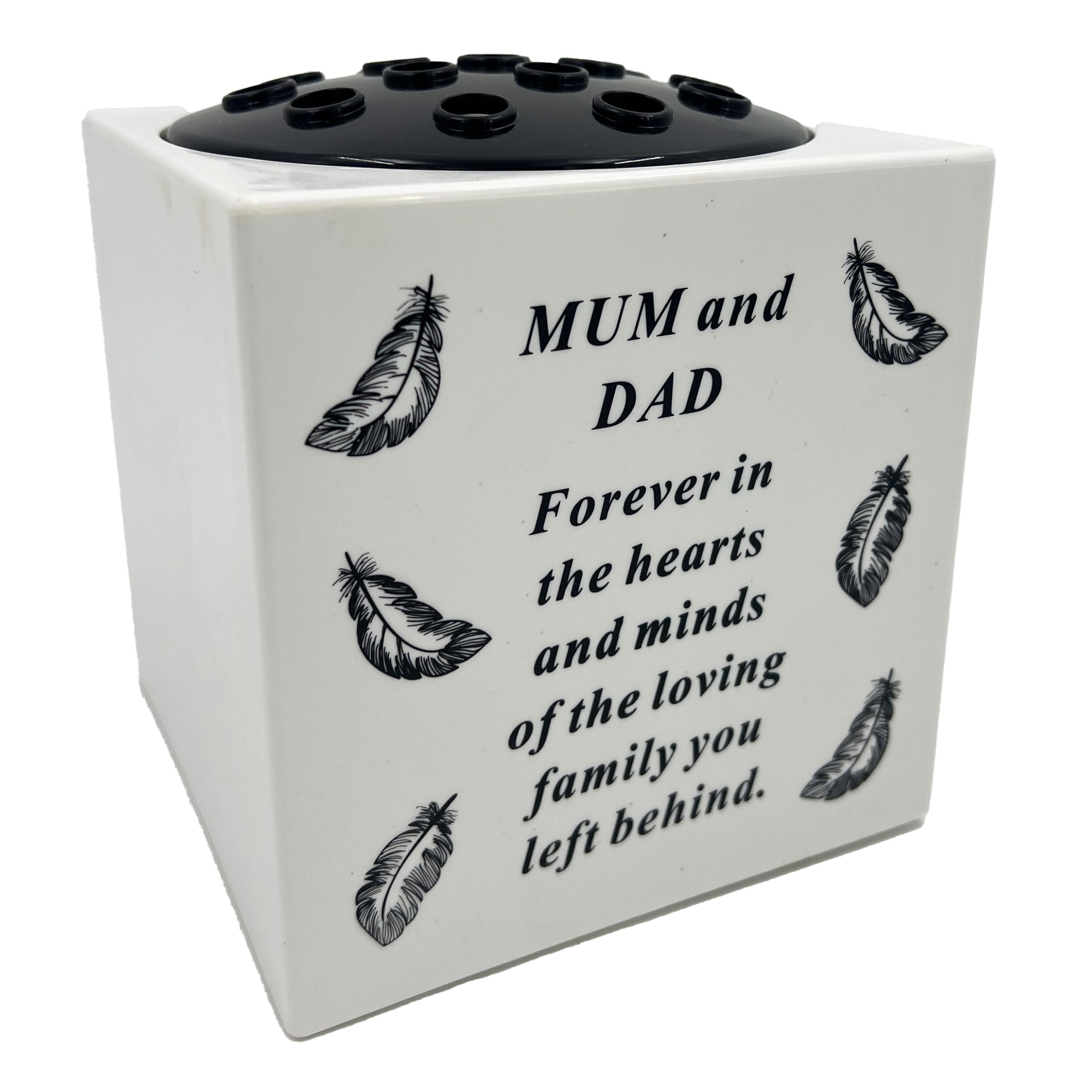 Angraves Multicolor Special Mum And Dad Angel Feather Memorial Graveside Flower Vase Container White