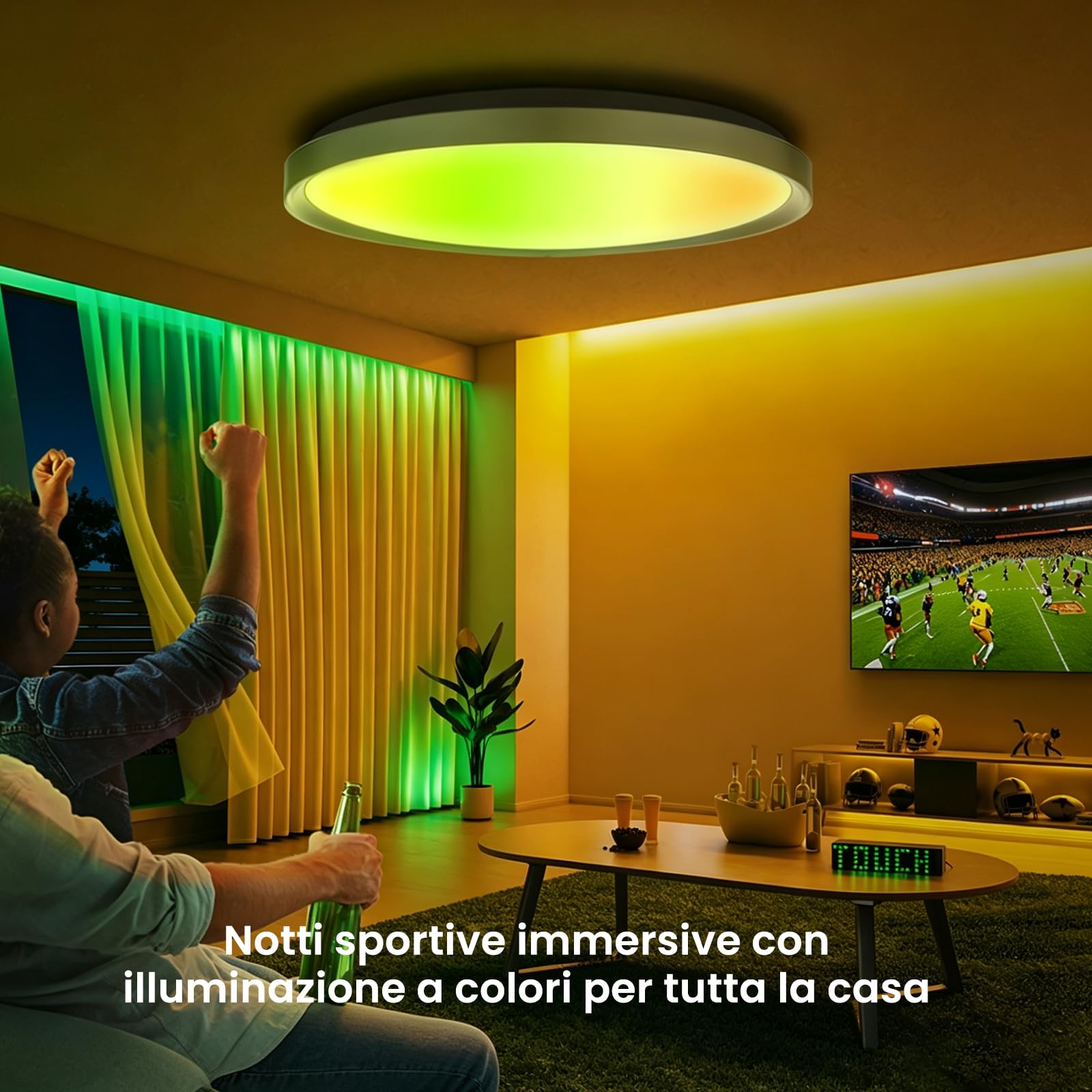 Yeelight Smart Plafoniera LED RGB Office Close-to-Ceiling Lights, 60 W, 3800 Lumen, 2700 K-6500 K, dimmerabile, fai da te, compatibile con Alexa, per soggiorno, camera da letto, cucina, corridoio, 60