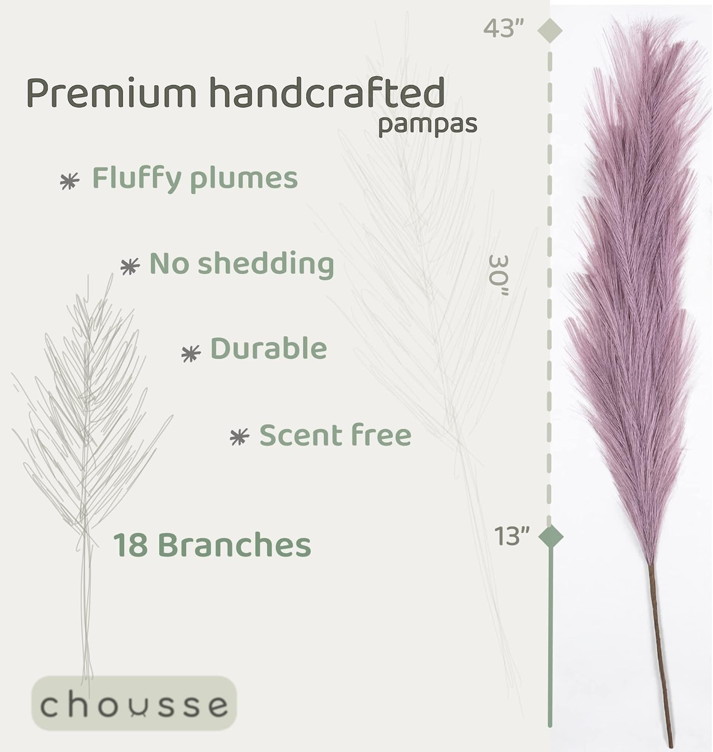 43" / 3.6 ft Pampas Grass Tall 4 Pcs - Faux Pampas Grass Bulk, Artificial Large Pampas Grass Decor for Floor Vase, Room Decor, Home Decor, Boho Decor (Pink & Mauve)