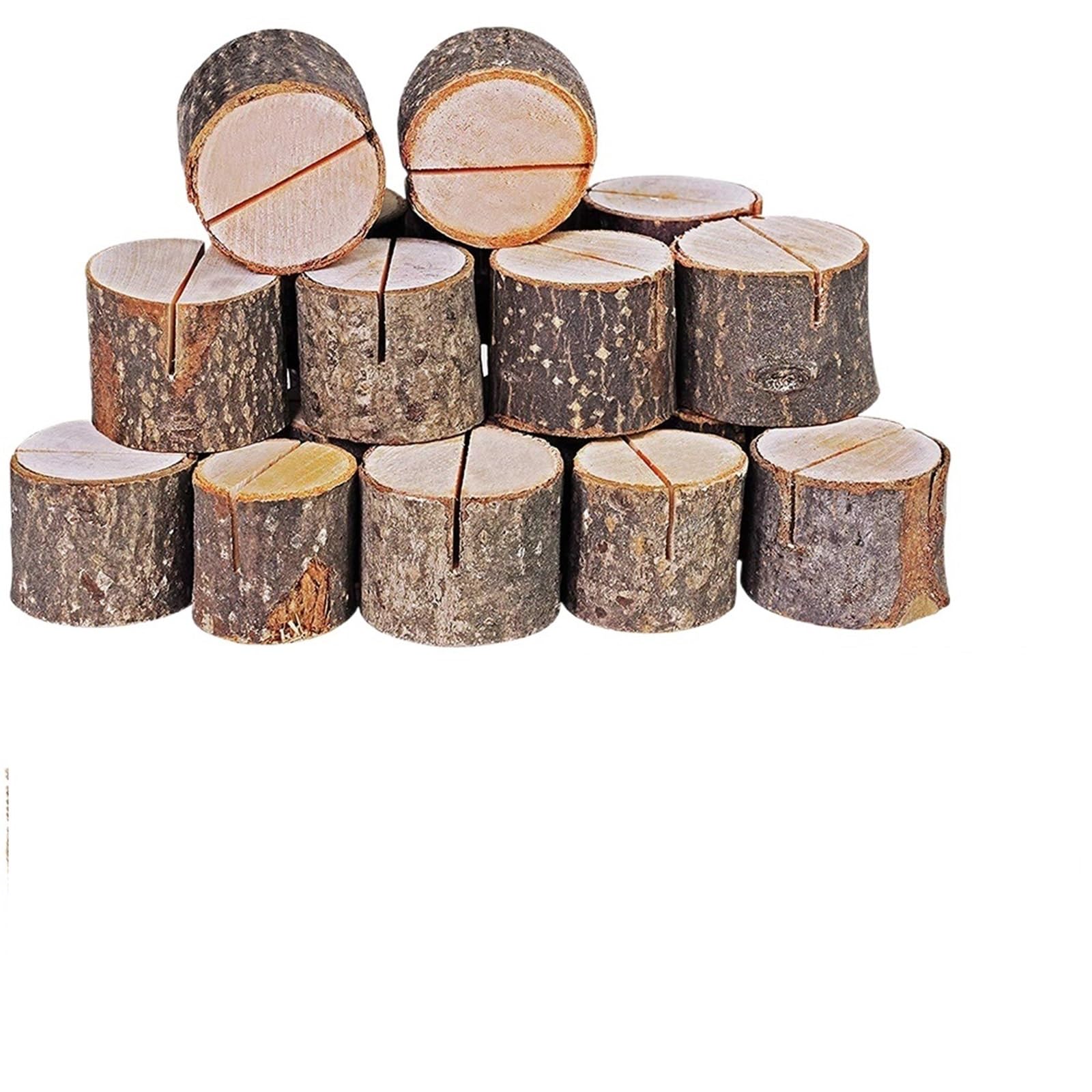 Tischkartenhalter aus Holz, 20 Stück, rustikaler Mini-Platzkartenhalter aus Holz, Ständer für Hochzeitstisch, Namensnummer, Bilder