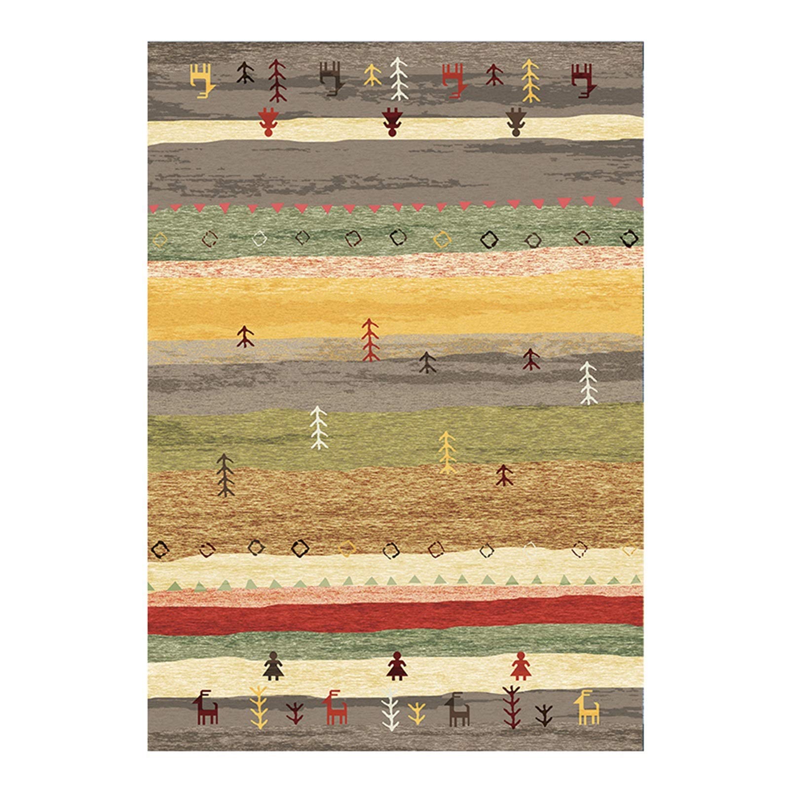 Tapis extérieur intérieur rectangulaire vintage coloré pour salon et terrasse 120x160cm