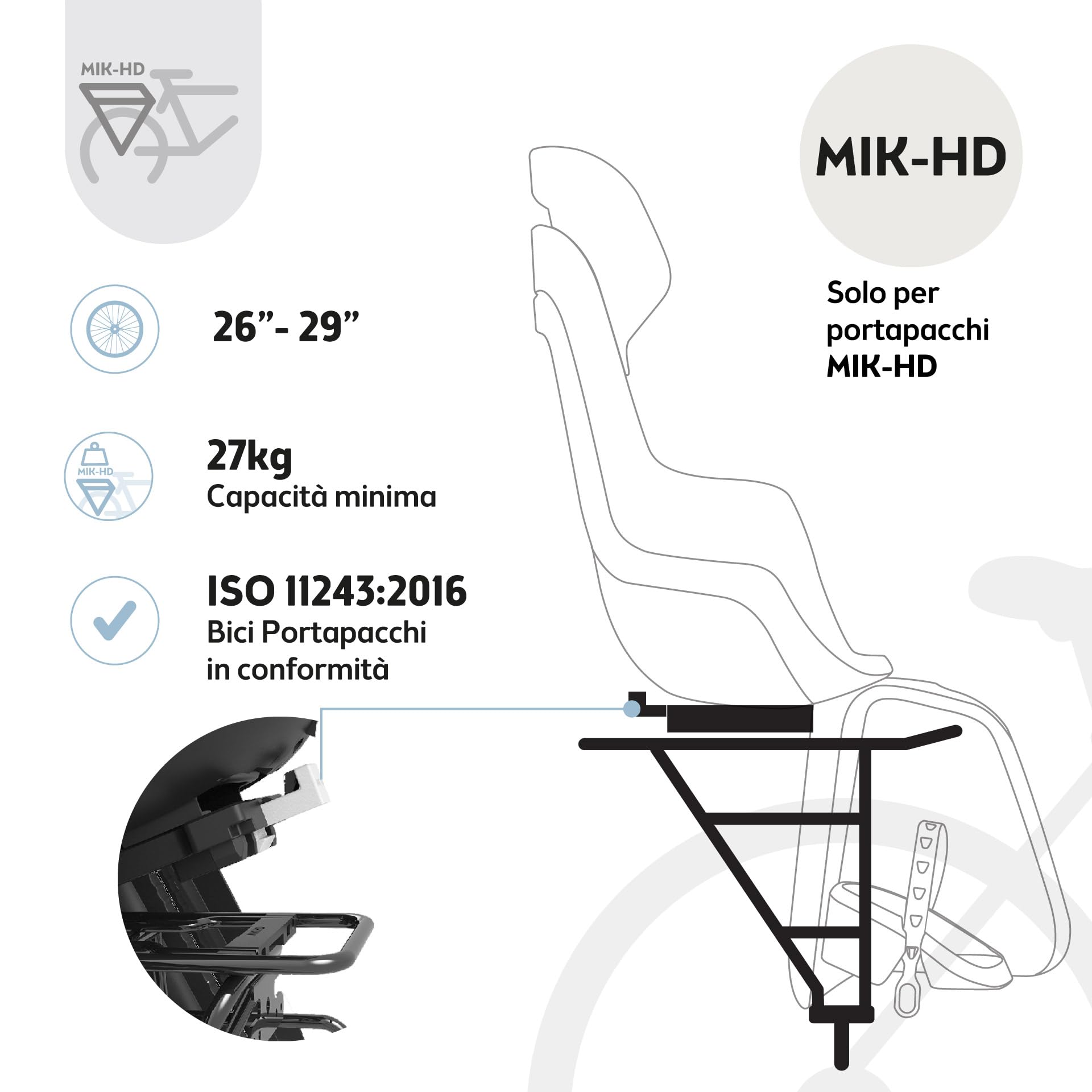Bobike Rear Child Bike Seat Go Mik-HD System - Seggiolino Unisex-Baby