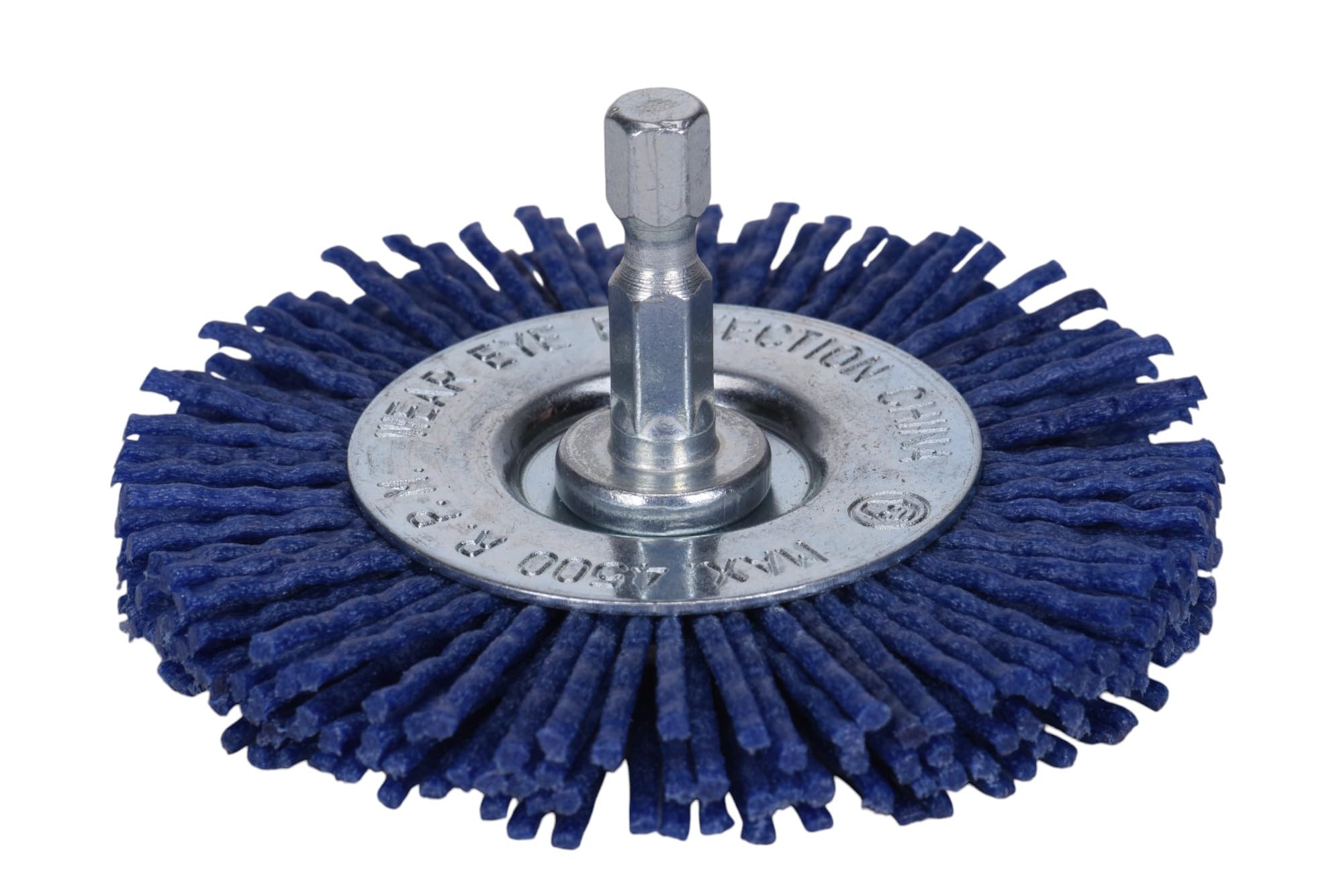 Century Drill & Tool 77433 3" Fine Nylon Radial Brush, 150 Grit, 1/4" Quick Change Shank, 4,500 RPM - Nylon Bristles for Metal, Wood, Plastic, Masonry