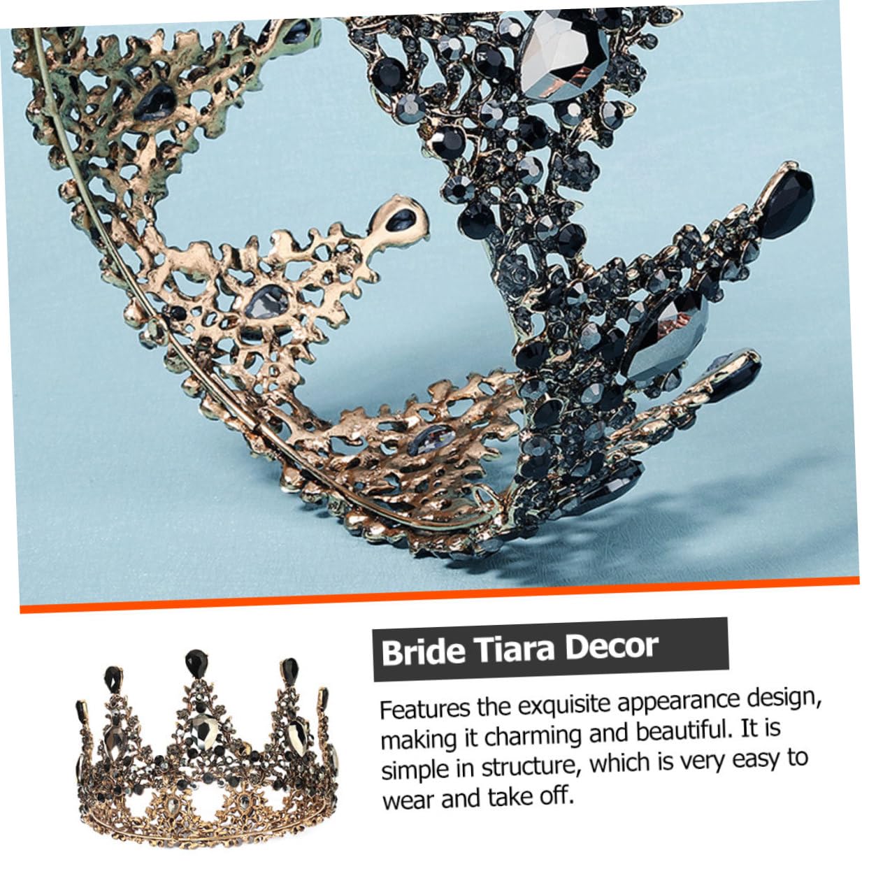 Retro Strass Tiara Kopfschmuck aus Legierung in Gold für Frauen | Brautkrone für Verlobung und Fototermin, Leicht Aufzusetzen und Abzunehmen, Fein Dekoriert
