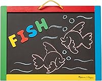Melissa & Doug Double-Sided Magnetic Chalkboard & Dry-Erase Board with 36 Letters/Numbers Magnets - Kids Learning Toy Ages 3+