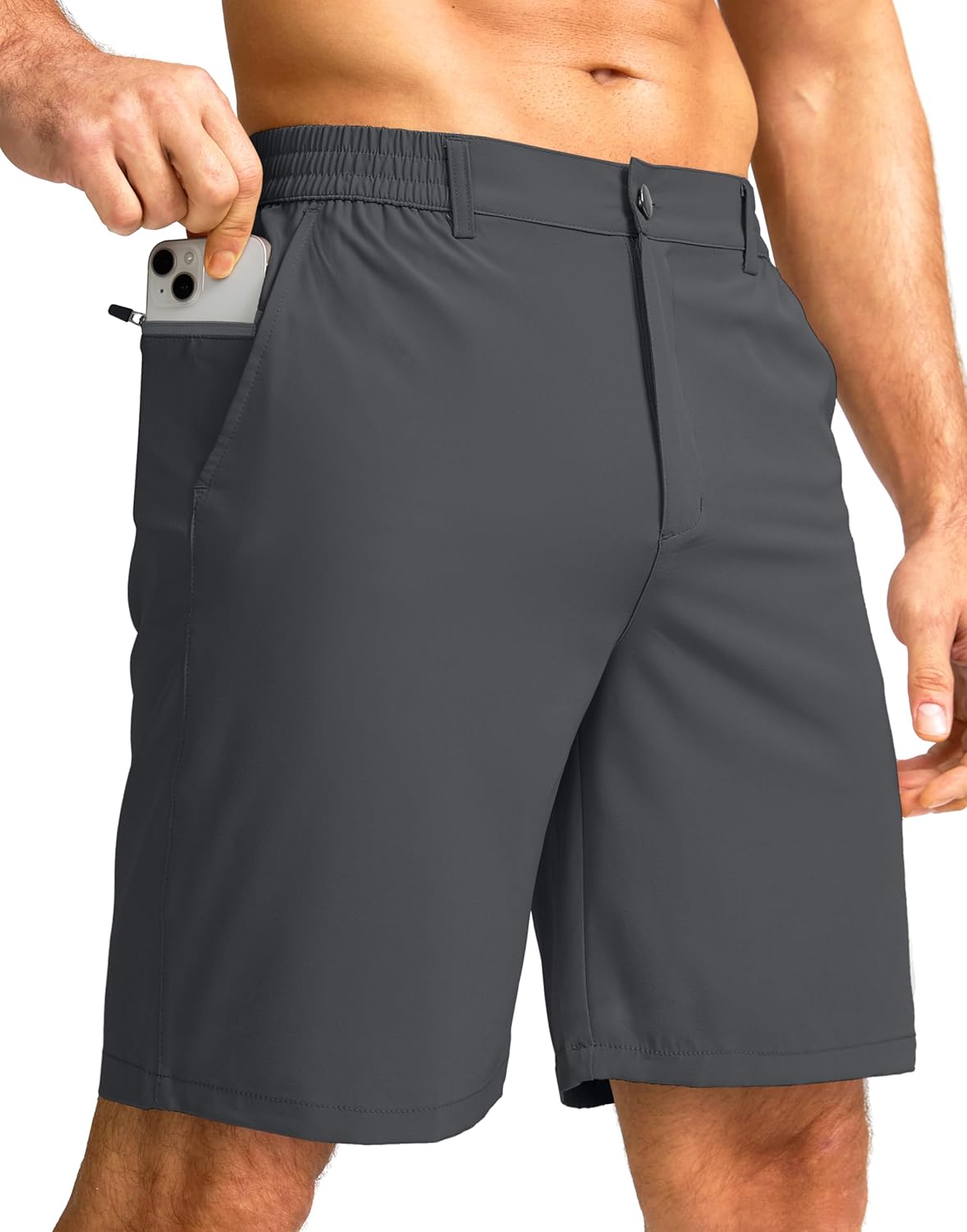G Gradual Men's Casual Shorts 7" Lightweight Golf Shorts for Men Stretch with 3 Pockets Quick Dry Breathable Work Shorts