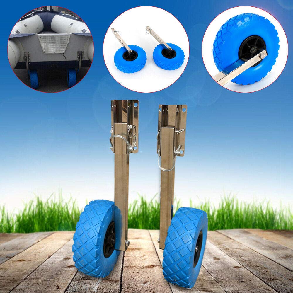Ruote di lancio per barche barche,Ruota di lancio per barca pneumatica per breve distanza spiaggia mobile Heavy Duty acciaio inox(blu)