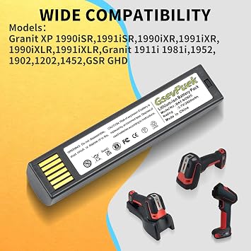 BAT-SCN05 Scanner Battery,50148009-001 for Granit XP 1990iSR,1991iSR,1990iXR,1991iXR, 1990iXLR,1991iXL,Xenon 1952 Barcode Scanner,Li-ion.2600mAh.