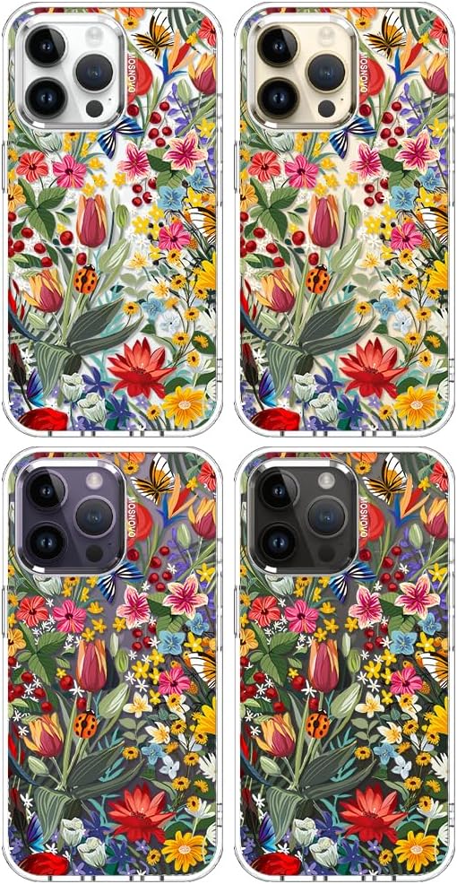 MOSNOVO Case for iPhone 14 Pro Max, [Buffertech 6.6ft Military-Grade Drop Protection] [Anti Peel Off Tech] Clear TPU Bumper Phone Case Cover Design - in The Garden - Image 3