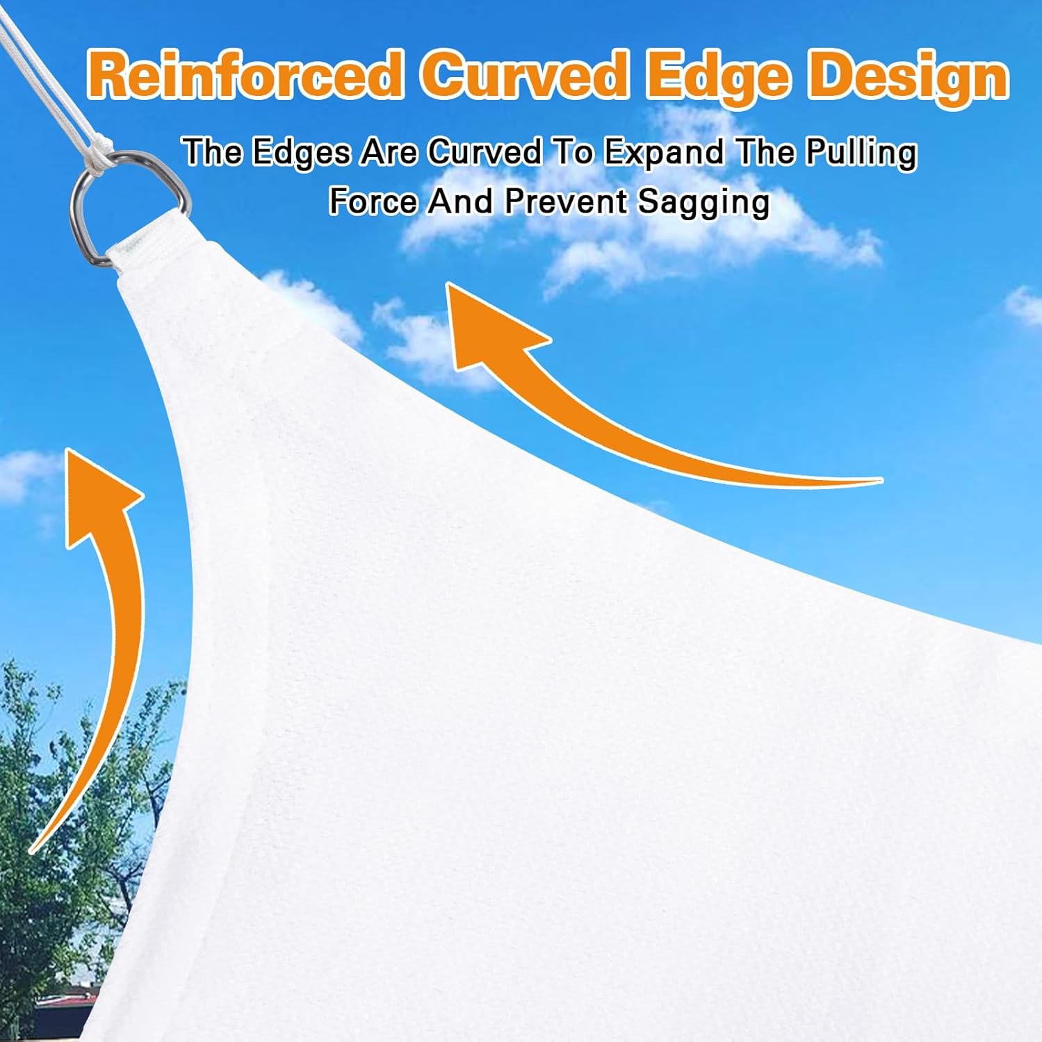 Artpuch Sun Shade Sail, 16'X20' White Rectangle,Curved Edged Commercial Grade 185GSM Permeable Outdoor Shade Cloth for Deck, Backyard, Patio (Custom Sizes Made)