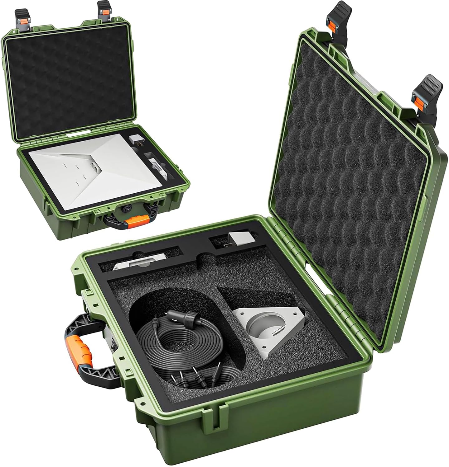 JUSTHERE Starlink Mini Case, Hard Waterproof Travel Case for Mini Starlink with Molded Foam for Accessories, Lockable Storage Bag Green for Accessories Carrying