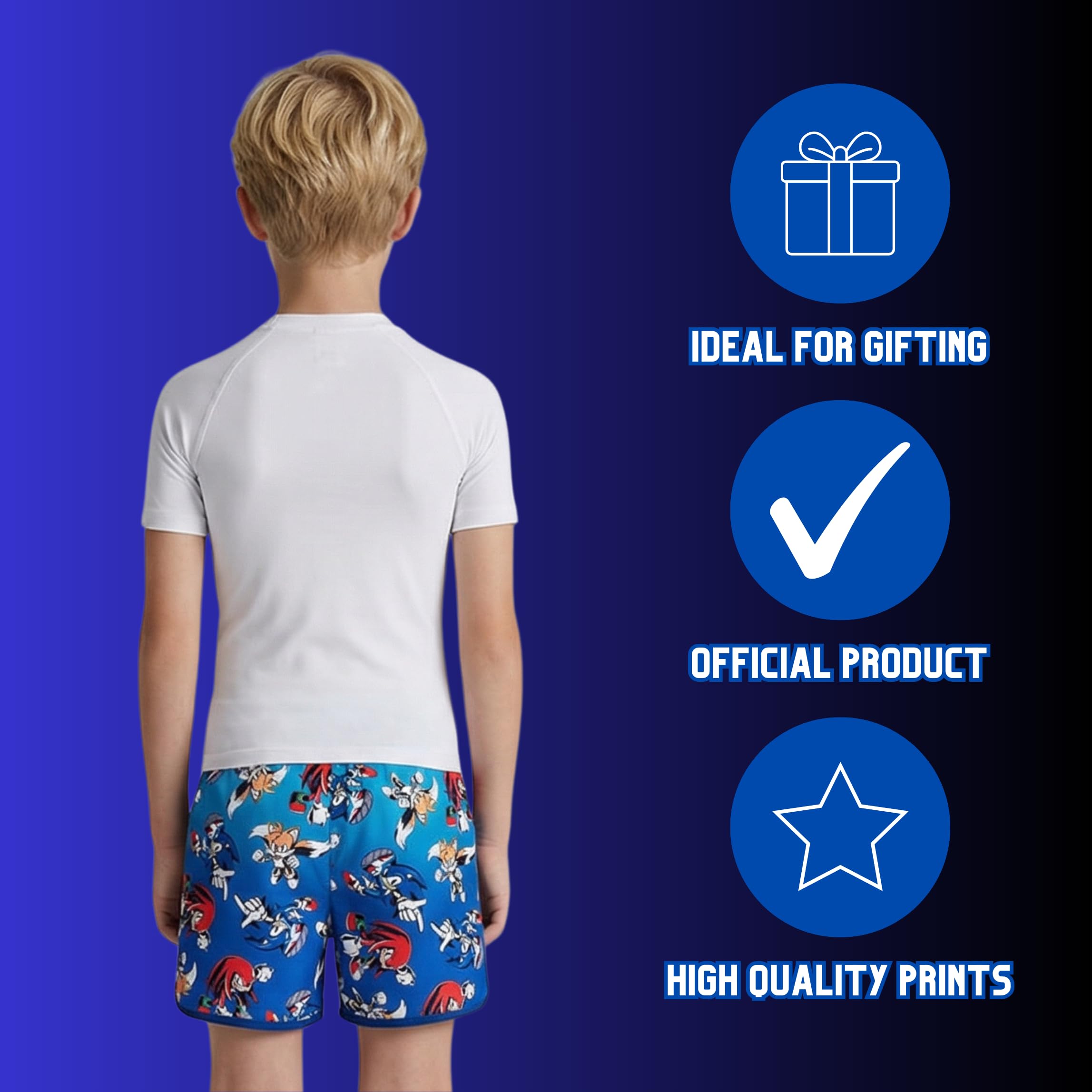 Sonic The Hedgehog Costume da bagno per bambini, pantaloncini da bagno Bermuda, costume da bagno per bambini, taglie 4-12 anni
