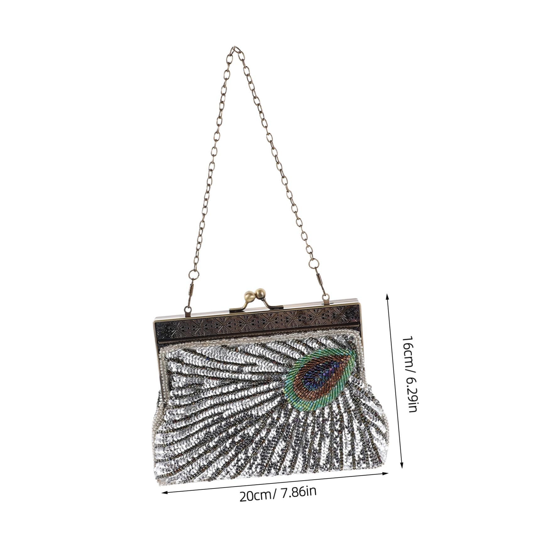 ibasenice Vintage Clutch Tasche Damen Perlen Bestickt Beaded Party Bag Crossbody Schultertasche Elegant Abendhandtasche Hochzeit Bankett Party