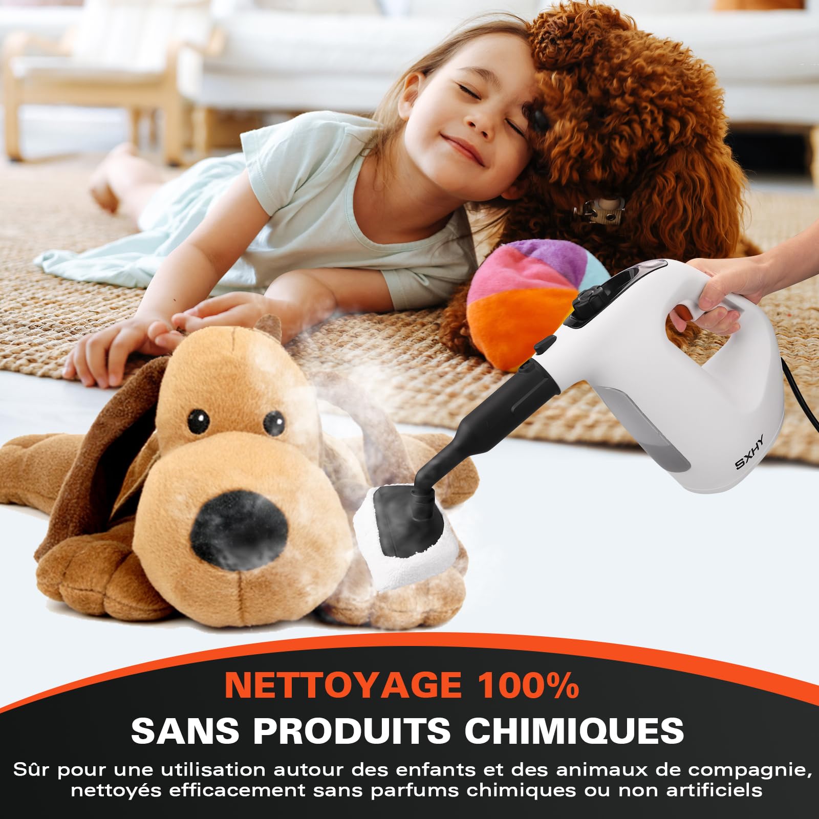 Nettoyeur vapeur portable pour la maison, multi-usages, réservoir d'eau transparent, kit d'accessoires de 11 pièces pour canapé, douche, rembourrage