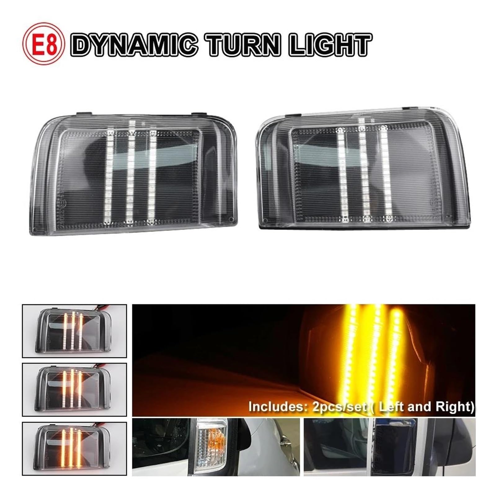 Generico Freccia Specchietto 2 Pezzi Per Peugeot Per Boxer Car LED Indicatori Di Direzione Dinamici Luce Specchio 2006-2019 Laterale Freccia Auto