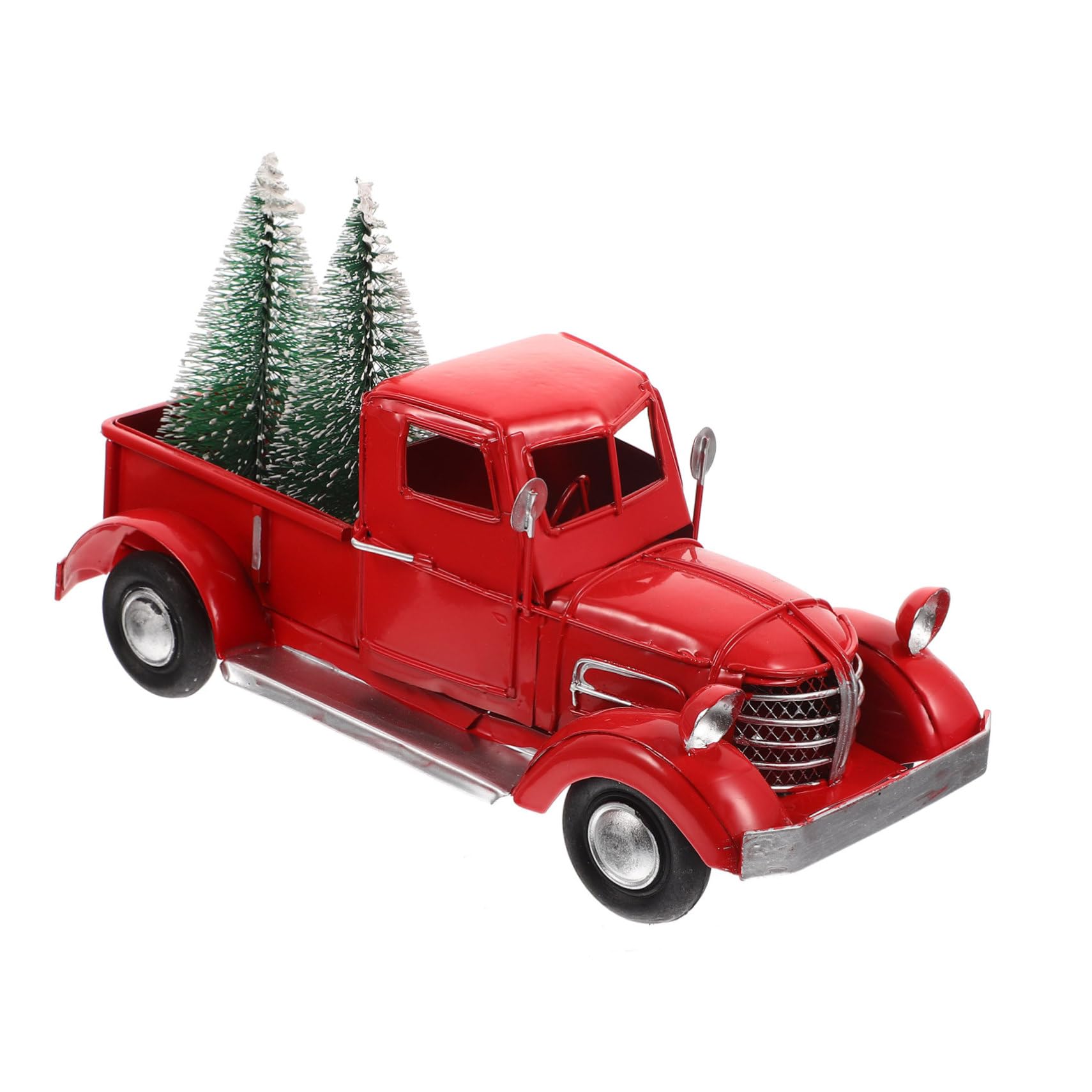 Camión rojo navideño adorno de escritorio y maqueta de coche metálica