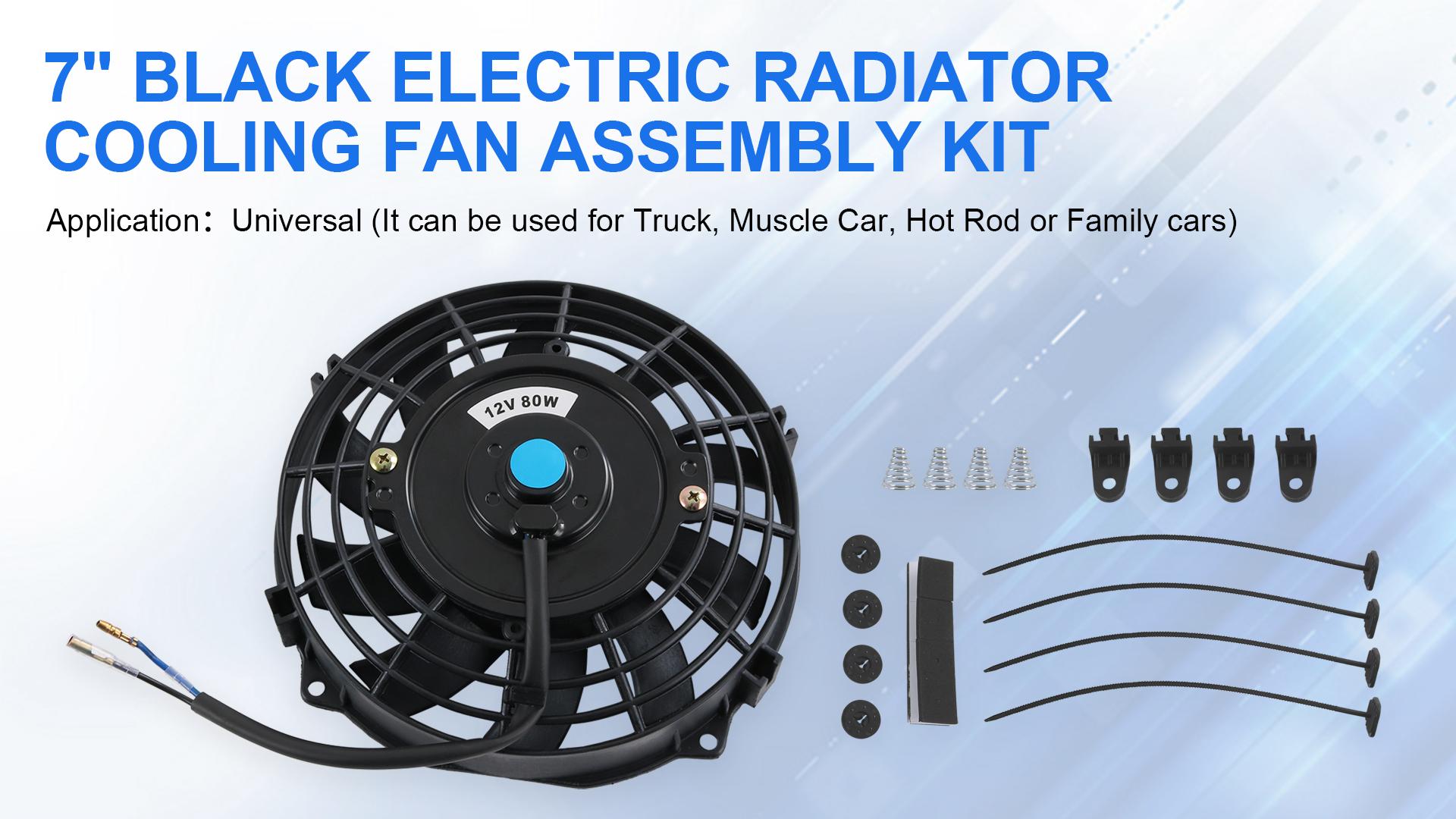 DIRENZA 7" SLIM LINE SPORT RACE CAR 12V 80W ELECTRIC RADIATOR STRAIGHT FAN KIT E - Foto 13