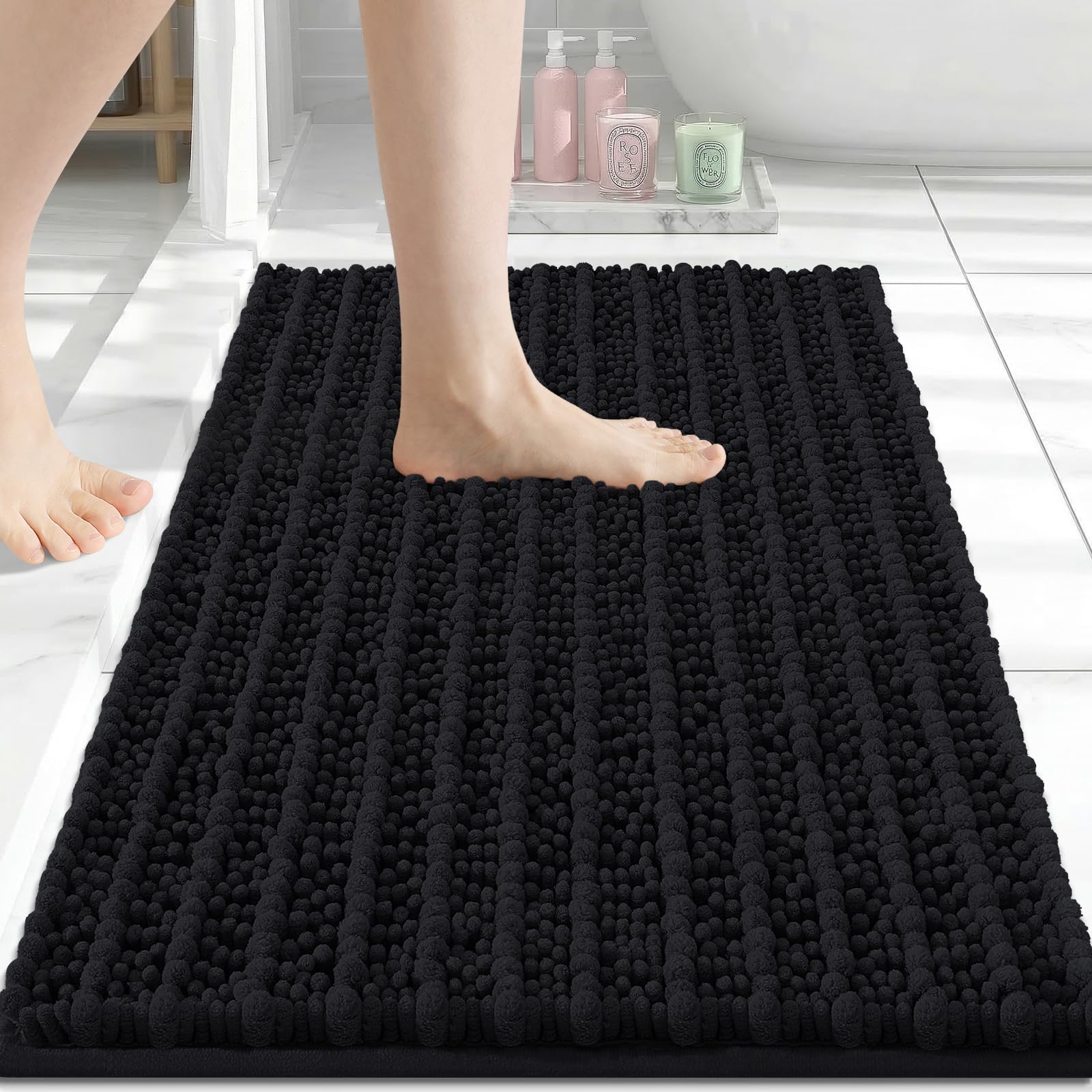Arotive Bathroom Rugs Mat 24x16, Soft Absorbent Chenille Shaggy Bath Mat