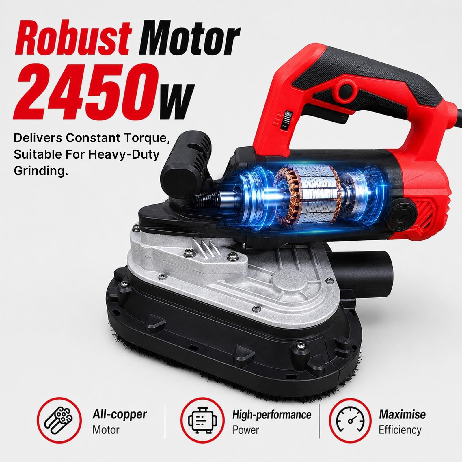 Levigatrice Calcestruzzo 2450W Pavimento con Aspirazione