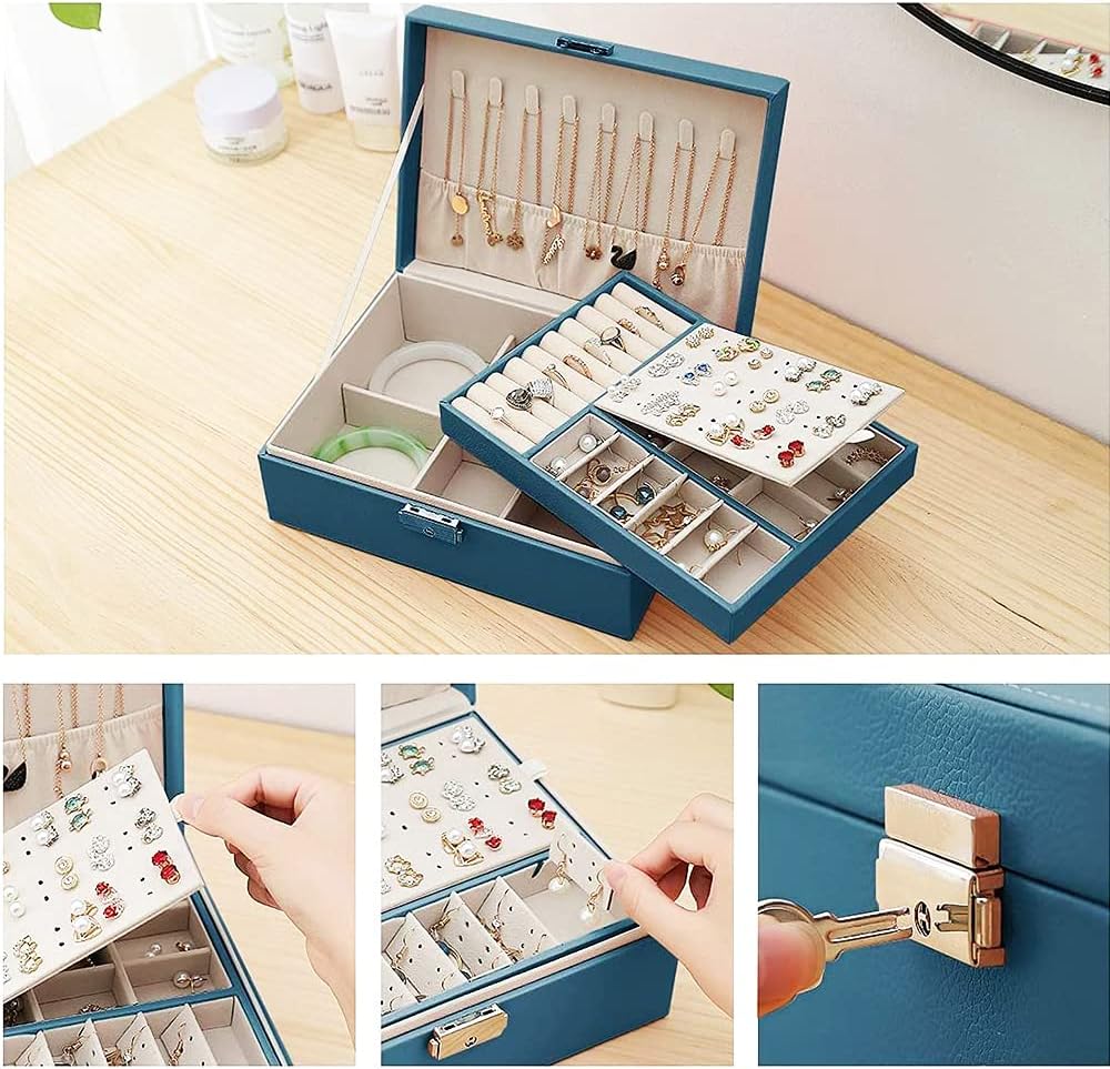 Jewellery Box, Jewelry Storage Case, Jewellery Box Organiser for Girls Women Lockable Women's Jewellery Box - Image 5