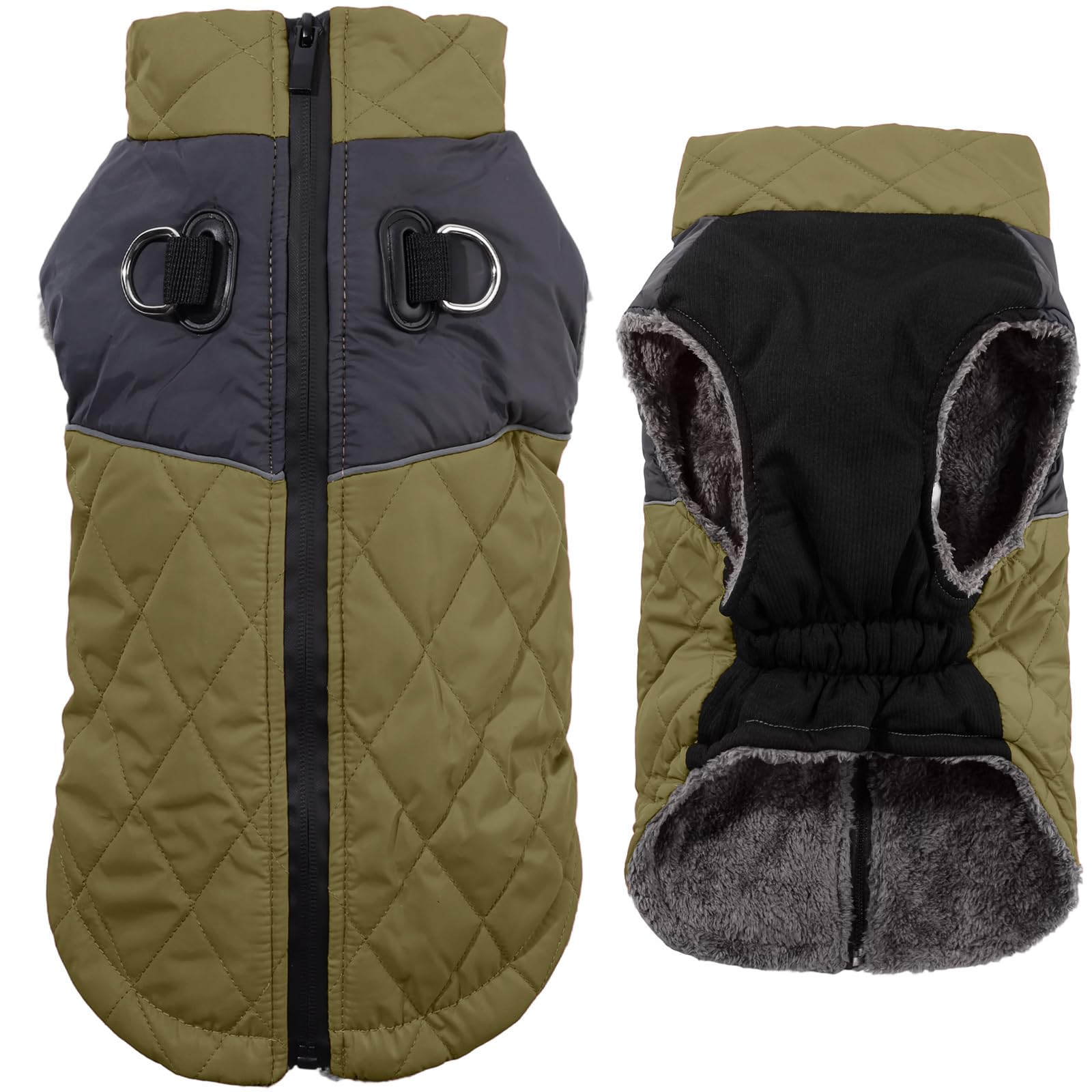 JoyDaog Winter Dog Coats for Medium Dogs,Puppy Jacket with Harness,Green L