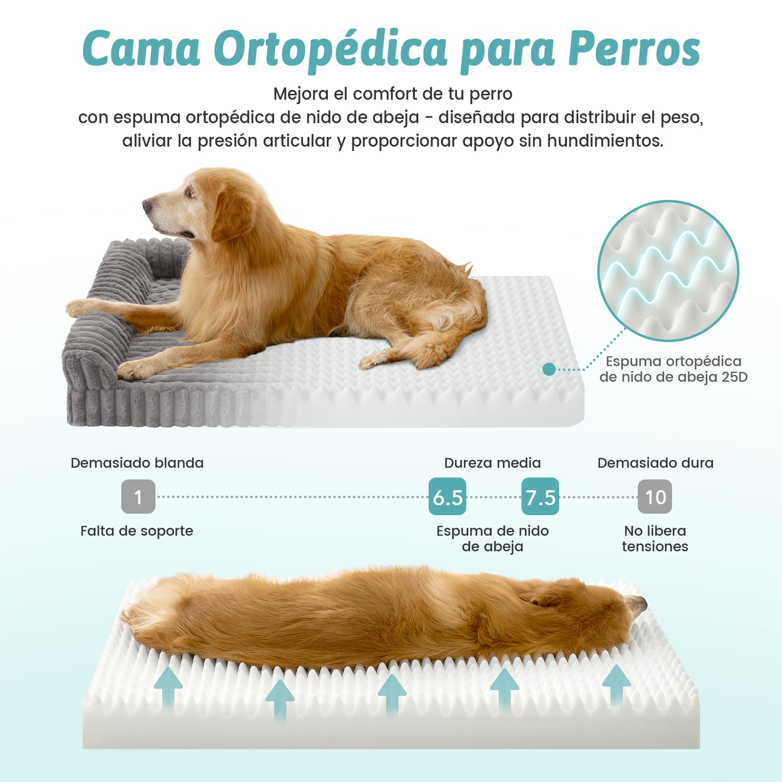 COZY KISS Cama Ortopédica para Perros de Pelo Sintético, Sofá Ergonómico para Perros Muy Grandes, 110x80x17 cm - Diseño Acordonado, Lavable, Antideslizante, Gris XL