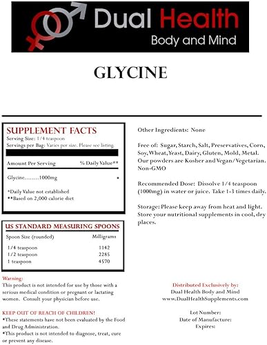 Miniatura 4 de Polvo de glicina (17.64 oz1.1 libras) Suplementos a granel de glicina de forma libre pura, aminoácido del sueño, sin OMG, sin gluten