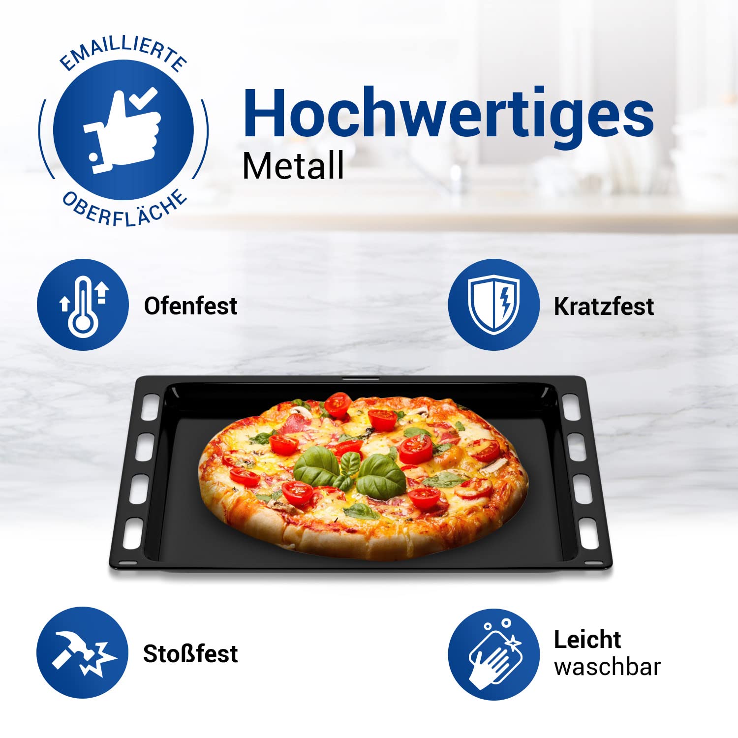 VIOKS Bandeja de horno profunda de 42 x 37 cm, repuesto para Bosch Siemens horno 00790278 442 x 370 x 34 mm