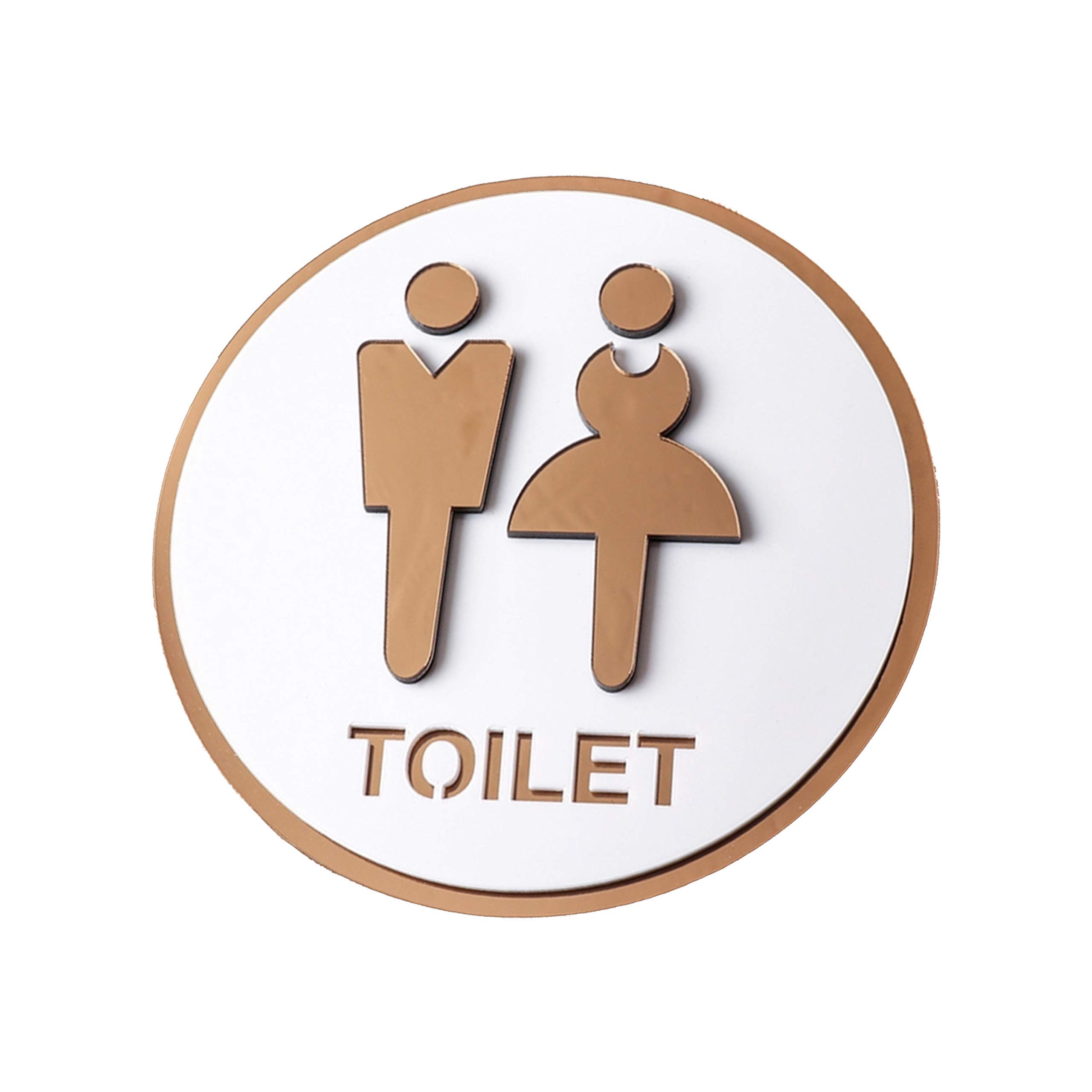 Unisex Bathroom Sign in 3D with Self-Stick Adhesive Tape - Restroom Sign Decor - Double Sided Tape, Office or Business, Toilets Sign, Bathroom Decals, Ambiance - Acrylic, Stainless Steel - 15.2 cm