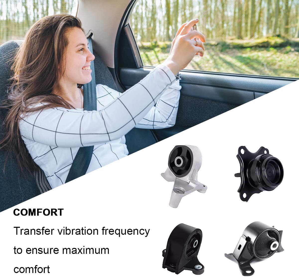 Compatible with 2001-2005 Honda Civic Acura EL 1.7L Manual Engine Motor Mount Set A4511 A4539 A6588 A6589