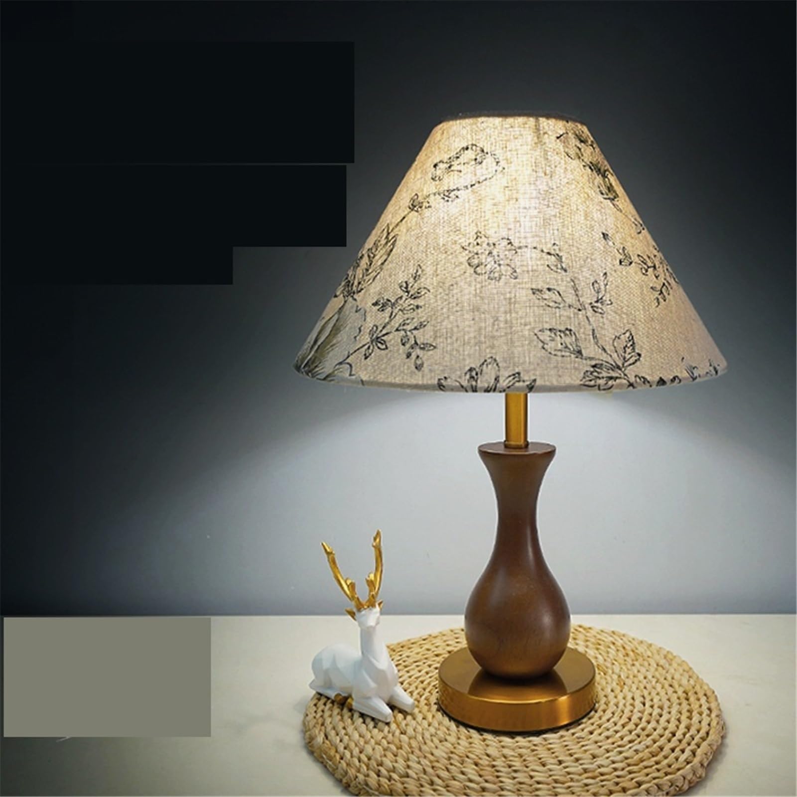 Lampada da comodino Lampada da tavolo decorativa retrò Magnolia Camera letto Comodino Soggiorno Studio Legno Lampade per la camera da letto