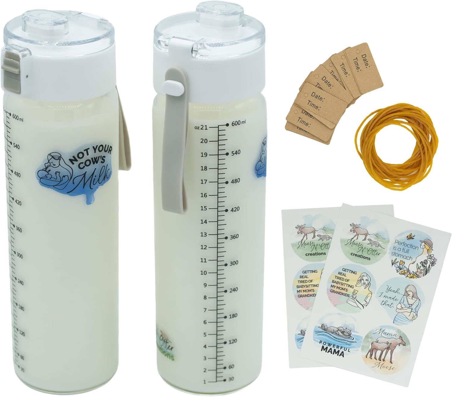 Glass Breast Milk Pitcher for Fridge (2 Pack, 21 Oz) "Not