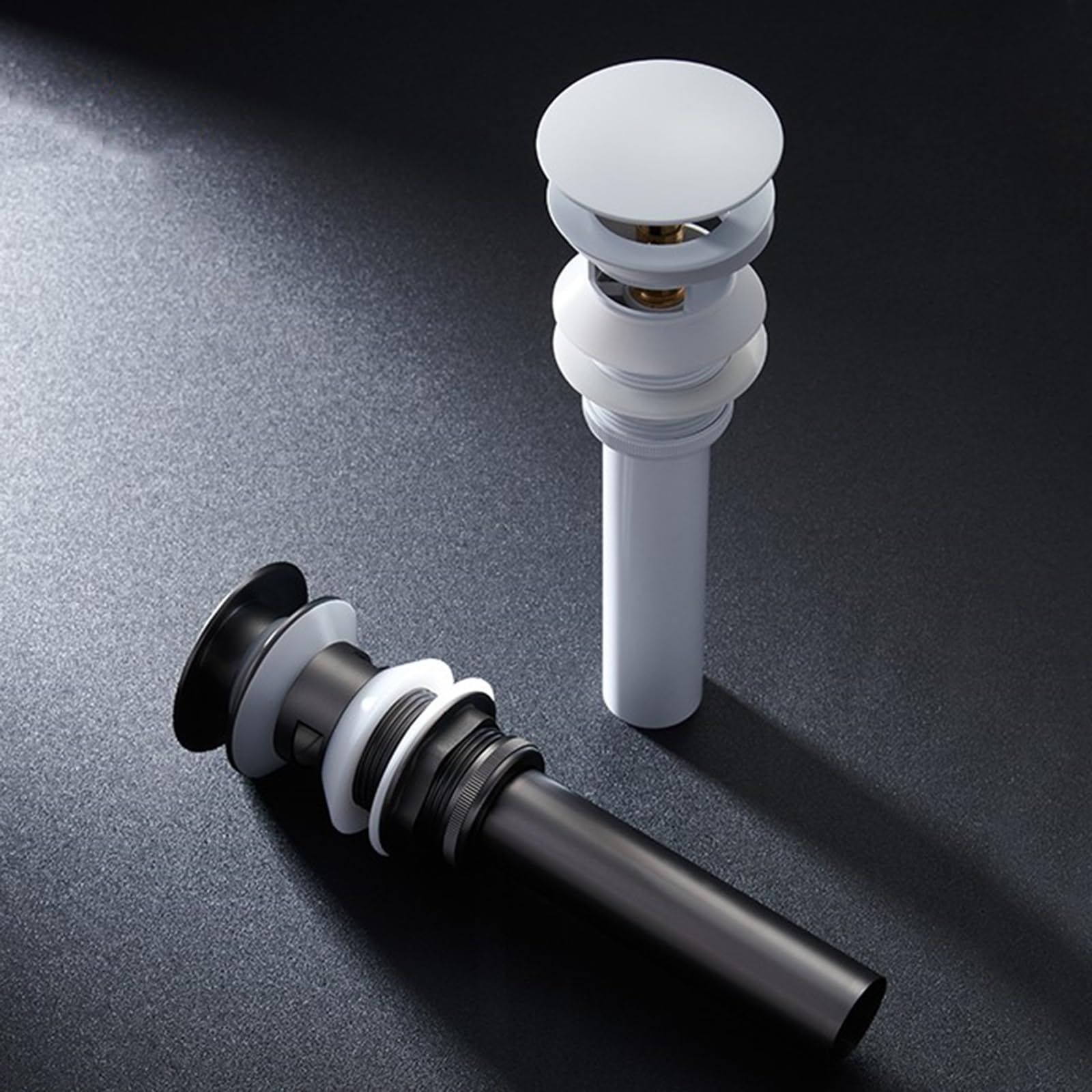 Piletta Click Clack Piletta Lavabo Bagno con Saltarello Gocciolatoio a Spinta Antiodore con Anello Di Tenuta, Grigio