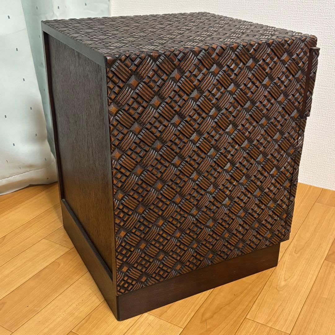 木彫り細工　寄木細工　三段引き出し　高級民芸家具　小物収納 Amazon.co.jp: 木彫り細工 寄木細工 三段引き出し 高級民芸家具 小物