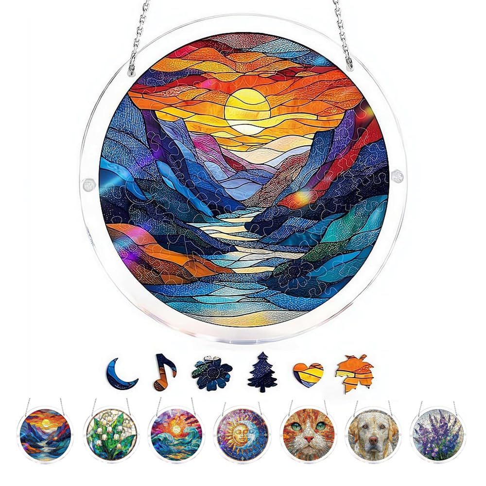 Acrylic Puzzles Suncatcher Window Hanging, Acrylic Puzzle for Adult, 83 Pieces Acrylics Jigsaw Puzzle Suncatcher, Colorful Flame Hummingbird Sun Catchers Window Hanging Panel (Style F) — view 18