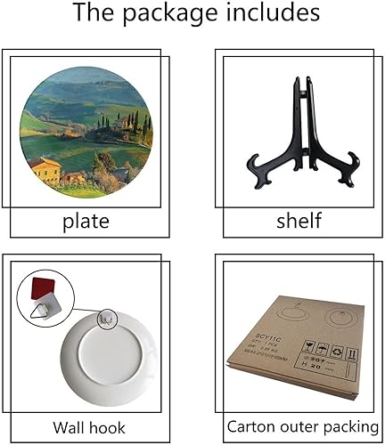 Miniatura 8 de Toscana Italia - Plato decorativo de cerámica, plato decorativo liso amarillo con soporte, adorno de cerámica utilizado para exhibir cocina,