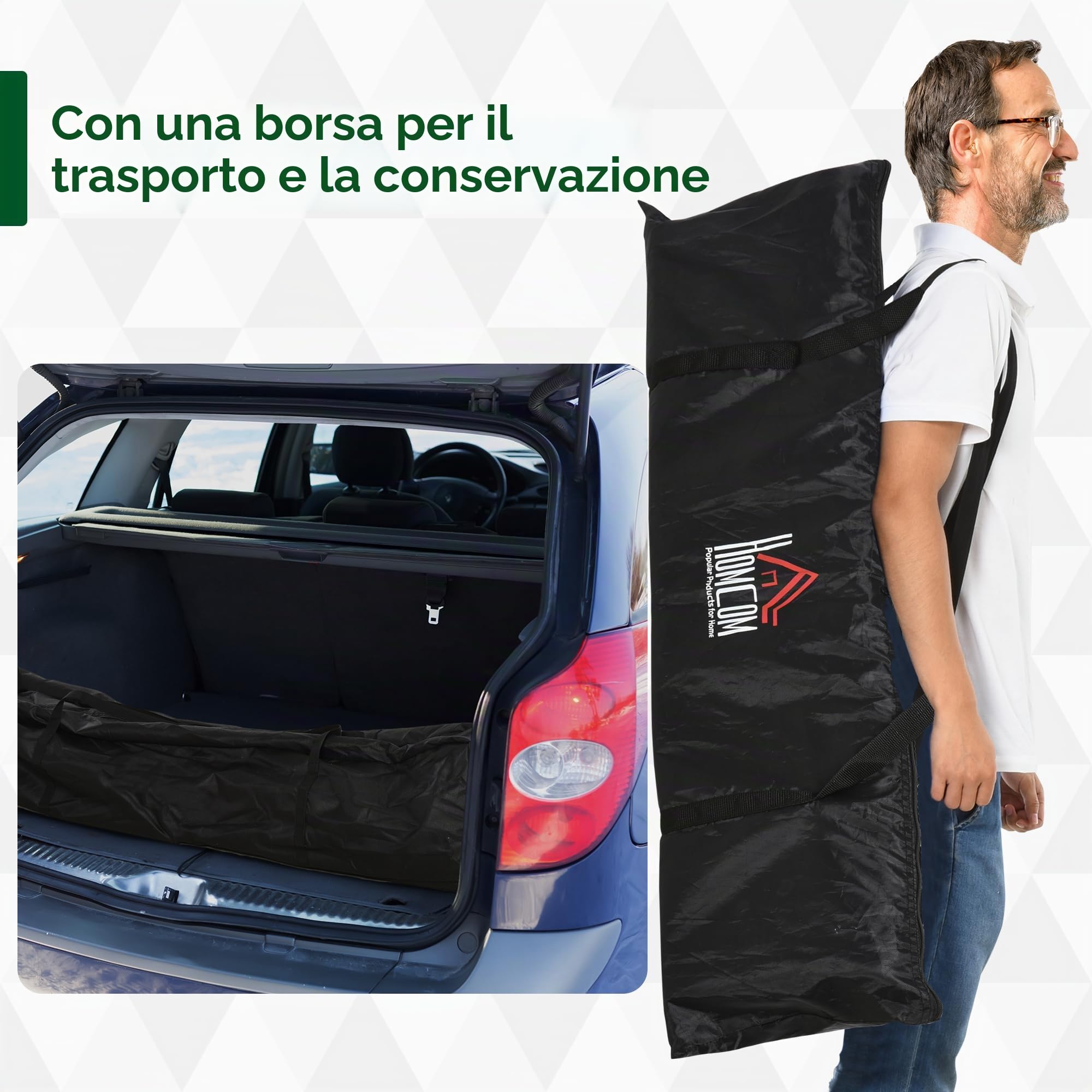 HOMCOM Set di 2 porte da calcio, pieghevoli, 183 x 90 x 90 cm, resistente alle intemperie, con borsa per il trasporto, per adulti, per il tempo libero, il giardino, l'allenamento