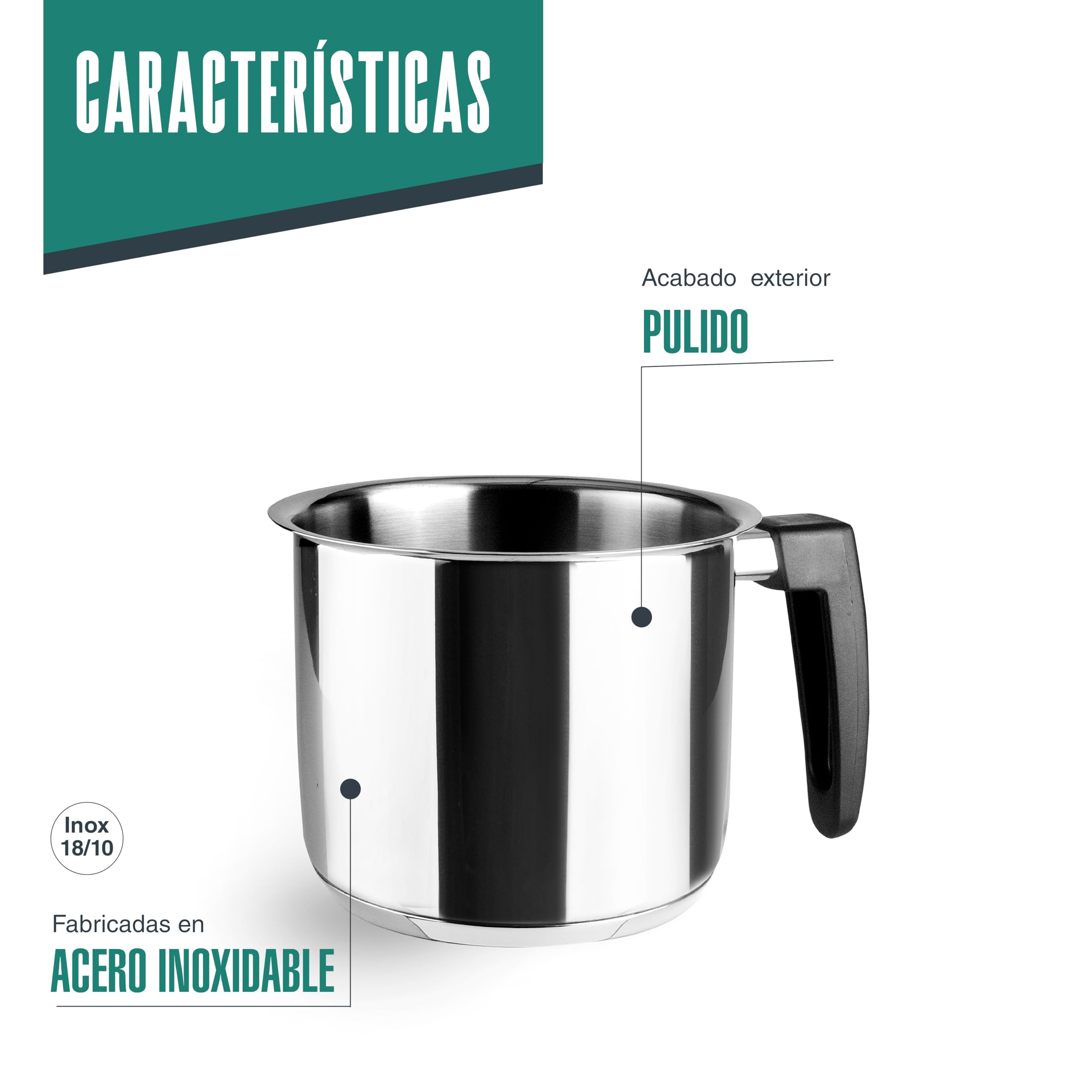 Lacor - 80714 - Pote Cilíndrico Caliza, Acero Inoxidable 18/10, Mango Baquelita, Triple Fondo Difusor, Compatible Inducción, Lavavajillas, ø14cm, 1.5 Litros