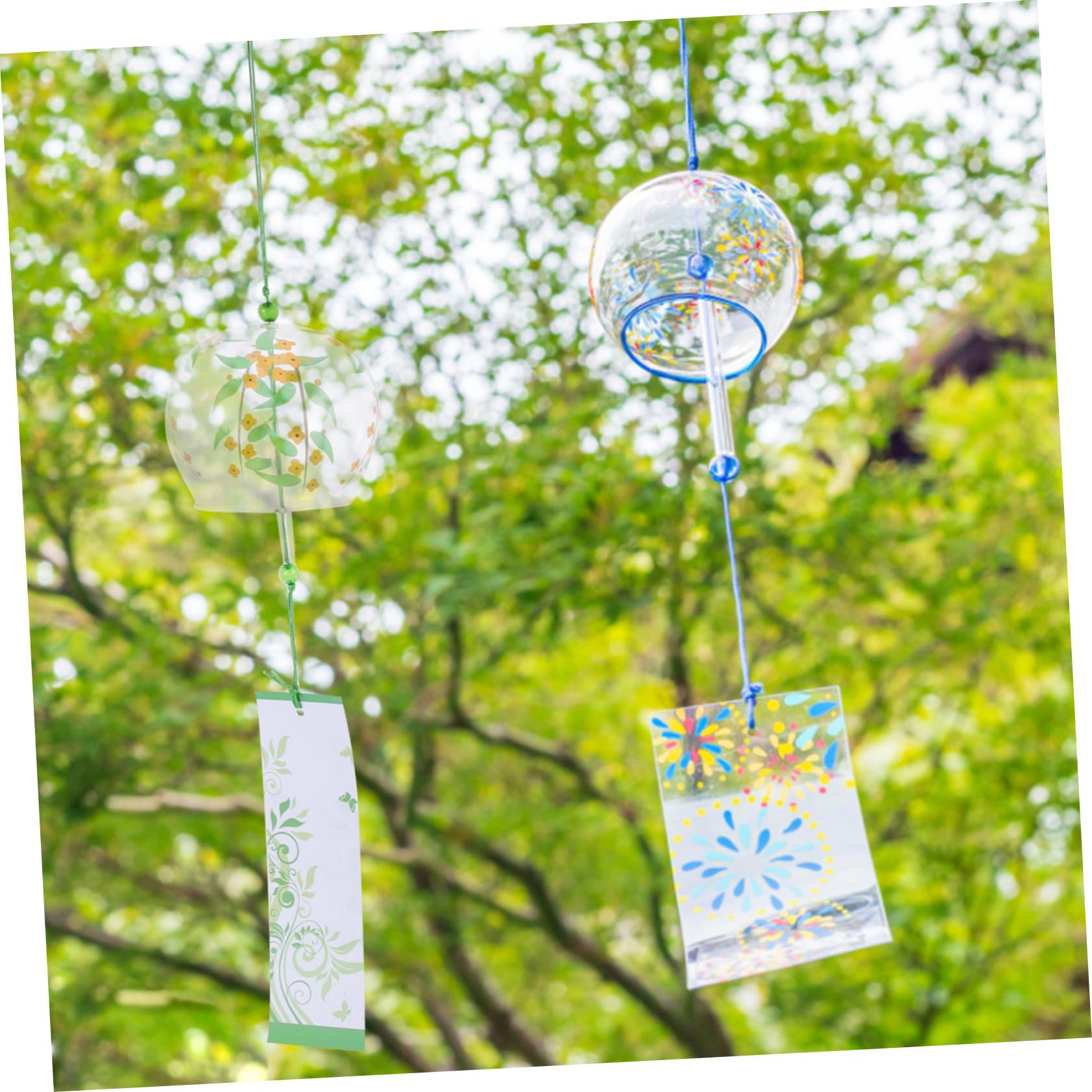 4 pezzi Campane Vento in Vetro Trasparente Stile Giapponese Decorazioni Appese per Giardino e Casa Fatte Mano con Suono Cristallino per Esterni e Interni