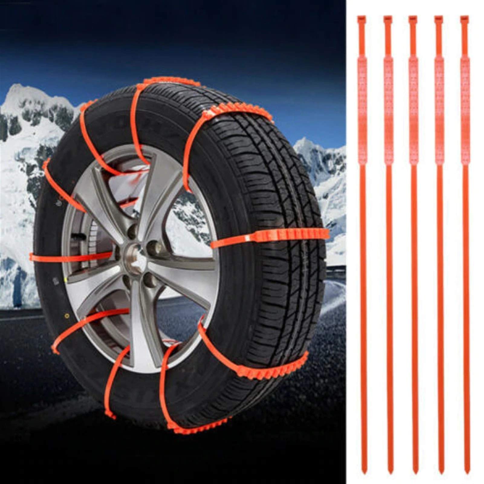 Cadena de Nieve para Coche Cadena de Nieve Antideslizante 10 Piezas Corbatas Antideslizantes para neumáticos de Coche Cadenas de Nieve Rueda de neumático de Coche Cable antidesliza