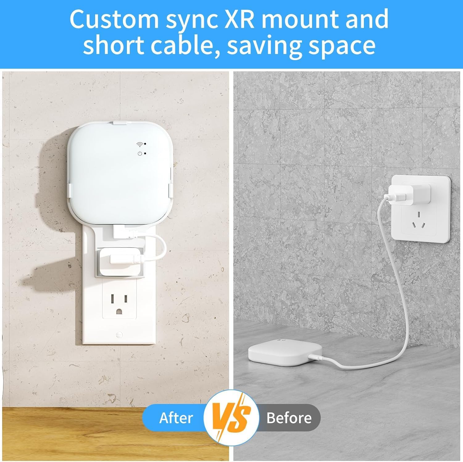 All-New Outlet Wall Mount for Blink Sync Module XR, Sync Module XR Mount Holder for Blink Outdoor Indoor Camera, No Messy Wires,No Screws Saving Space Camera Mount with Short Cable (1Pack)