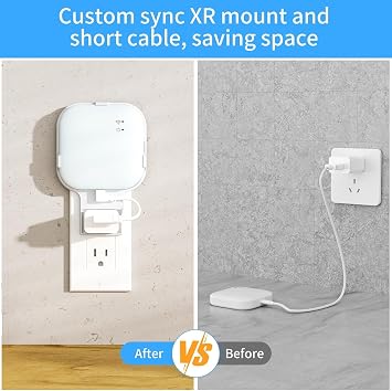 Blink Sync Module XR Outlet Wall Mount, Sync Module XR Mount Holder for Blink Outdoor Indoor Cameras, No Messy Wires, Screwless Space Saving Blink Sync Camera Mount with Short Cable 1 Pack