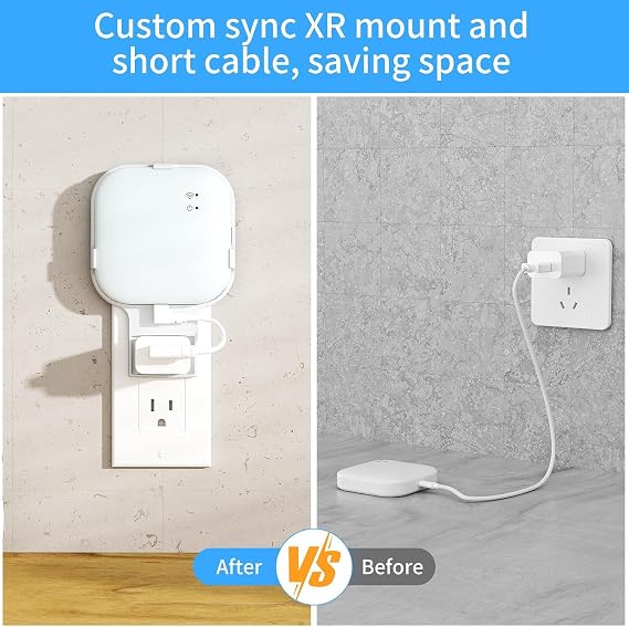 Blink Sync Module XR Outlet Wall Mount, Sync Module XR Mount Holder for Blink Outdoor Indoor Cameras, No Messy Wires, Screwless Space Saving Blink Sync Camera Mount with Short Cable 1 Pack