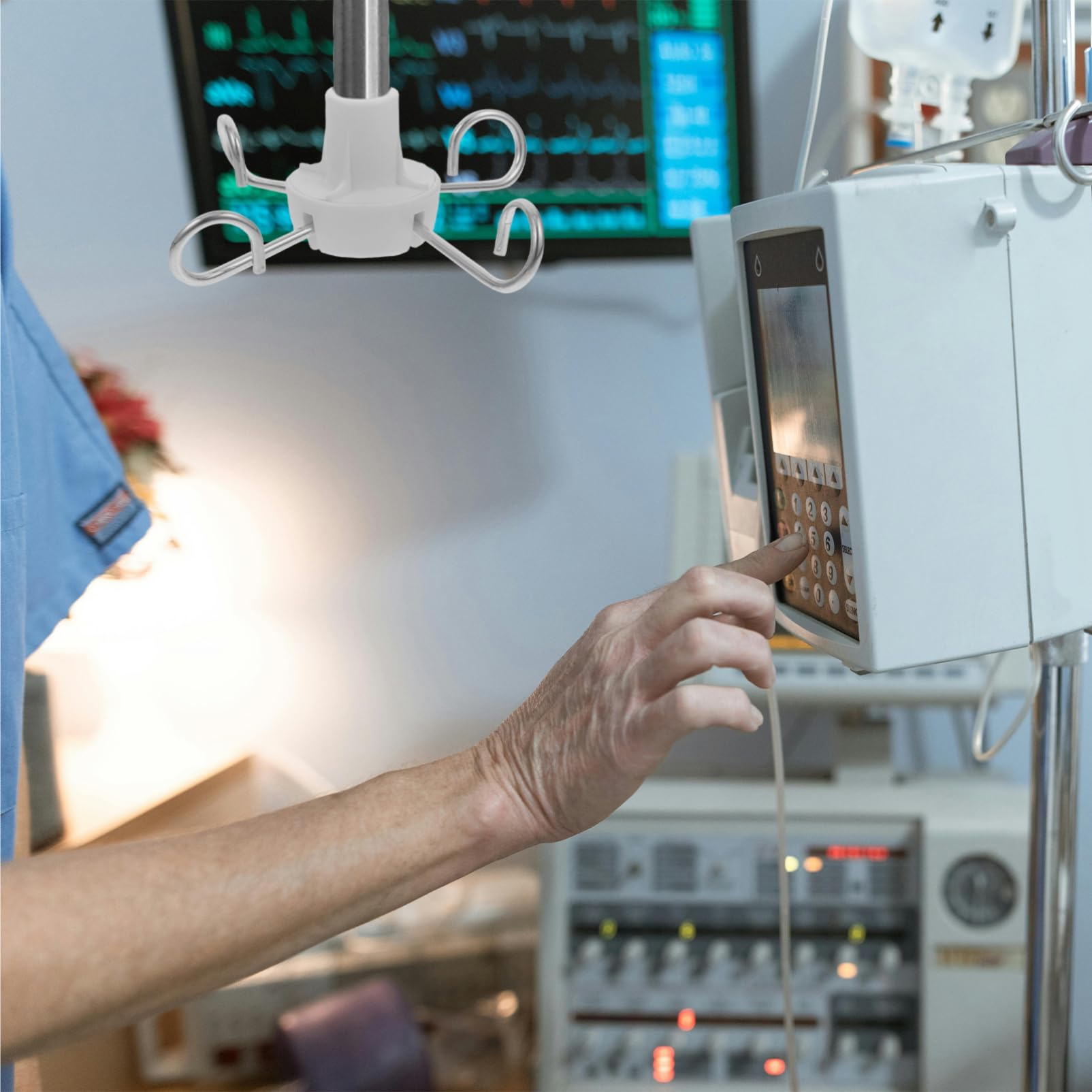 Crochet pour Perfusion Médicale en Plastique et Fer pour Support de Goutte | Crochet à Perfusion, Compatible Porte-flacons et Supports de Perfusion, Usage Médical et Hospitalier
